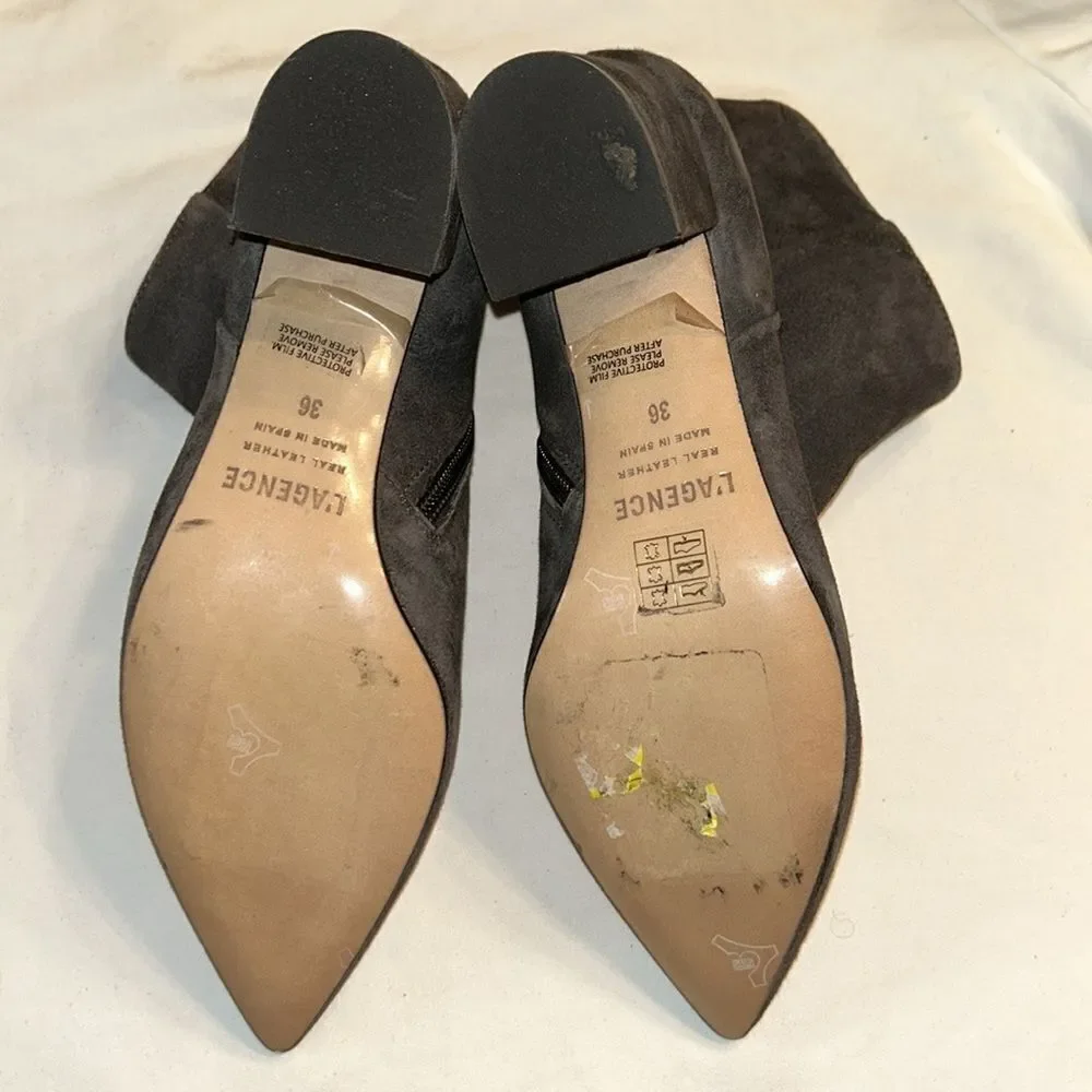 L’agence Grey Ankle Distressed Suede Boots(Size 36/6)